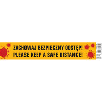 Naklejka Office Products 8x45cm "ZACHOWAJ BEZPIECZNY ODSTP!", ÓTY