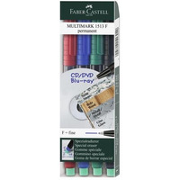 Marker permanentny F 0.6mm 4kolory 151304 FABER-CASTELL