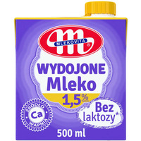 Mleko MLEKOVITA WYDOJONE UHT bez laktozy 1,5% 0.5L