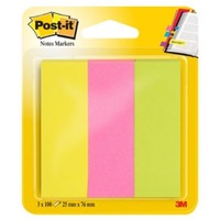 Znaczniki samoprzylepne POST-IT 26x76mm 671/3 neonowe 3x100 3M