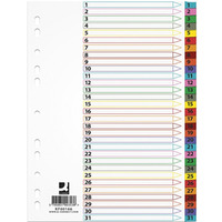 PRZEKADKI A4 1-31 MYLAR MIX KOLORÓW LAM. INDEKSY
