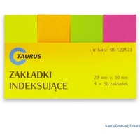 ZAKADKI INDEKSUJCE 4 KOLORY NEON 20 x 50 mm